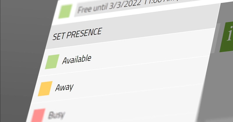Screenshot from the client innovaphone myApps showing the presence status
