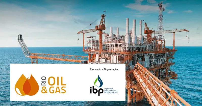Ölplattform mit Logos der Rio Oil and Gas & ibp