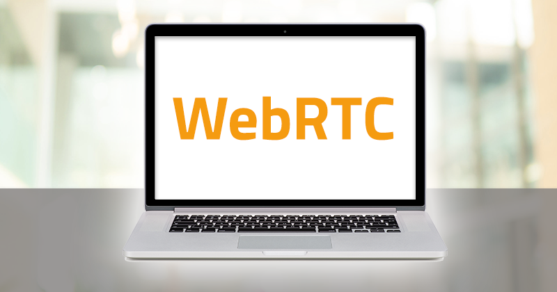 Laptop displaying the word WebRTC