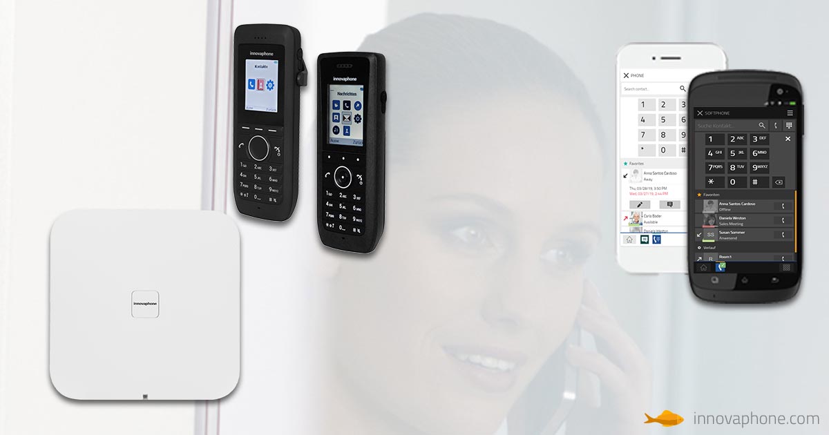 Verschiedene Handys und kabellose innovaphone Produkte