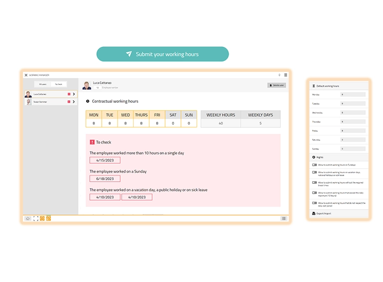 Screenshot einer Mitarbeiterübersicht in der Working Admin App