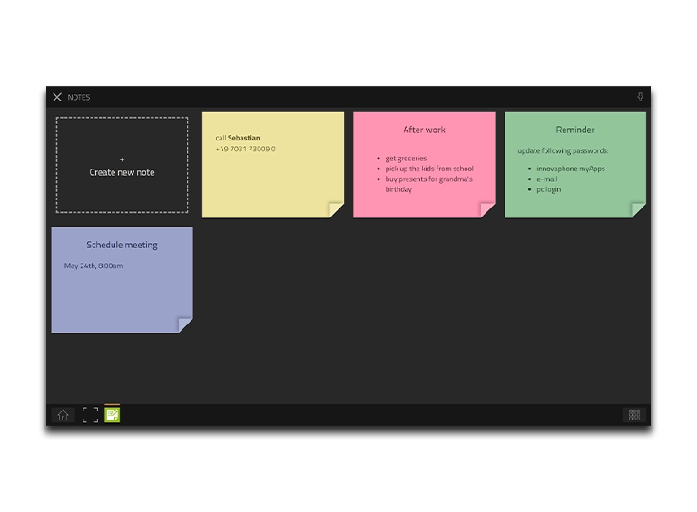 Screenshot Notes App mit Notizen