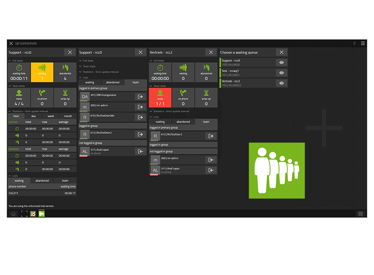 Screenshots der Queue Board Admin App
