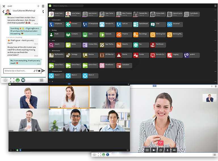 Screenshots myApps, Conference App, Chat App