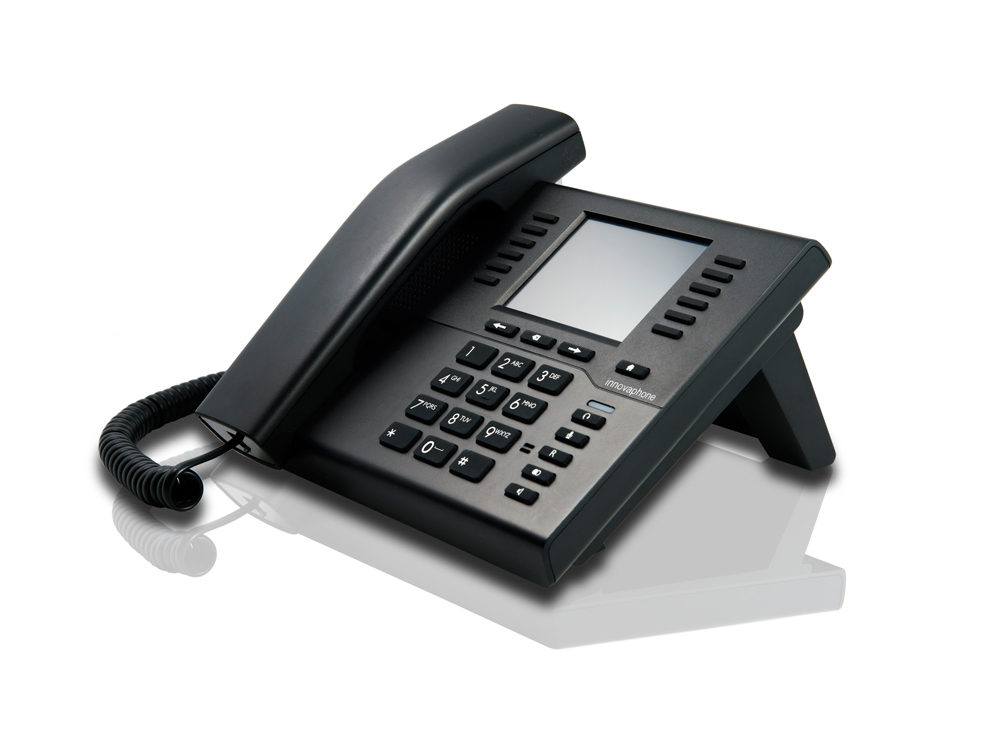 innovaphone IP111: IP Telefon mit Farbdisplay und für Wandmontage geeignet, gewinkelt