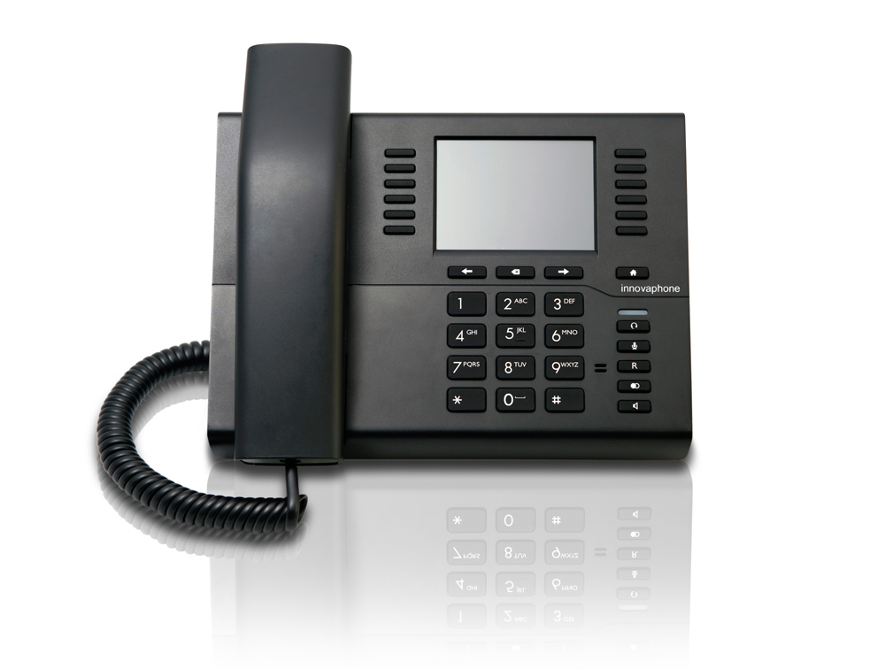 innovaphone IP112: IP phone with color screen and USB interface for headsets, front view