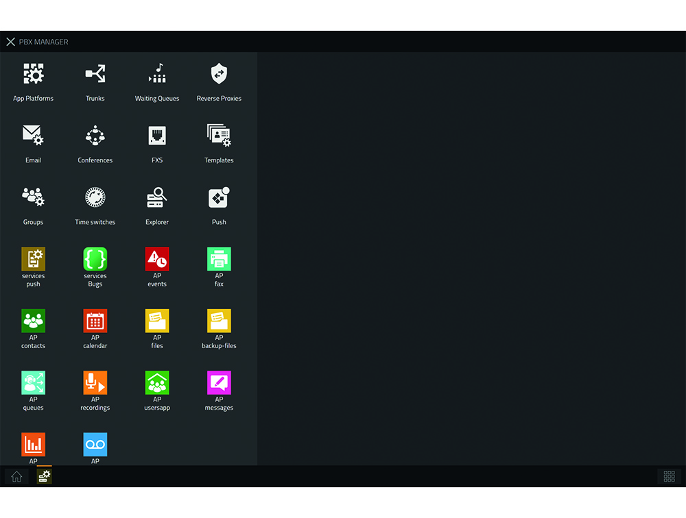 PBX Manager App | Desktop écran sombre