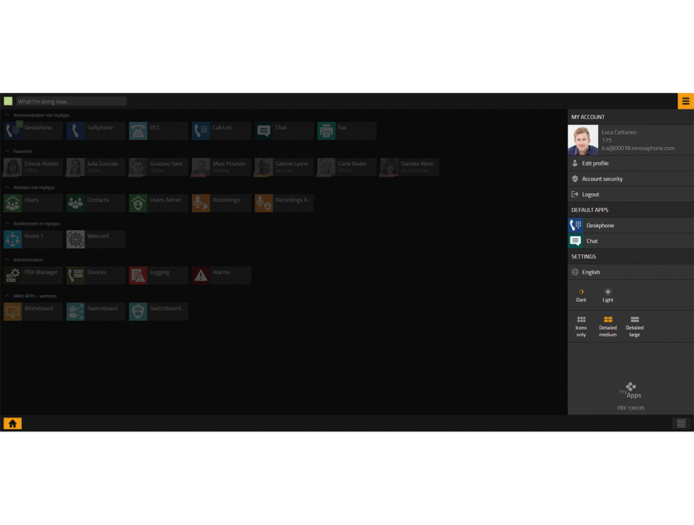Profile App | Desktop écran sombre