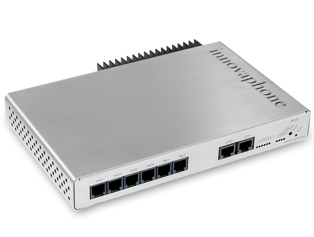 innovaphone IP311: Gateway VoIP con cuatro interfaces FXO y dos interfaces FXS, lateral