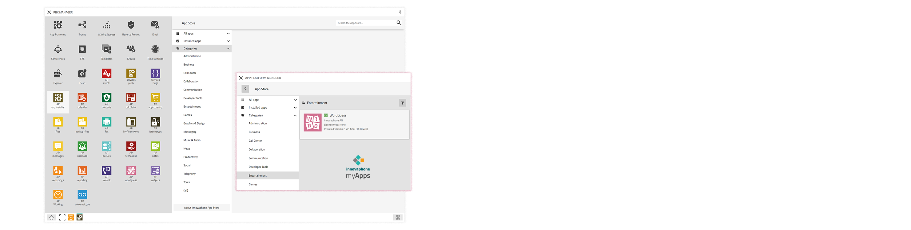 Screenshot des App Platform Managers